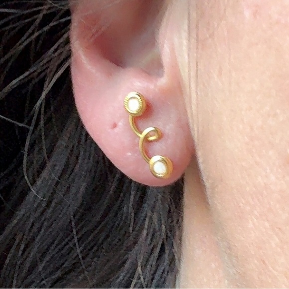 14k Gold Vermeil Opal Stud Earrings - Picture 13 of 13